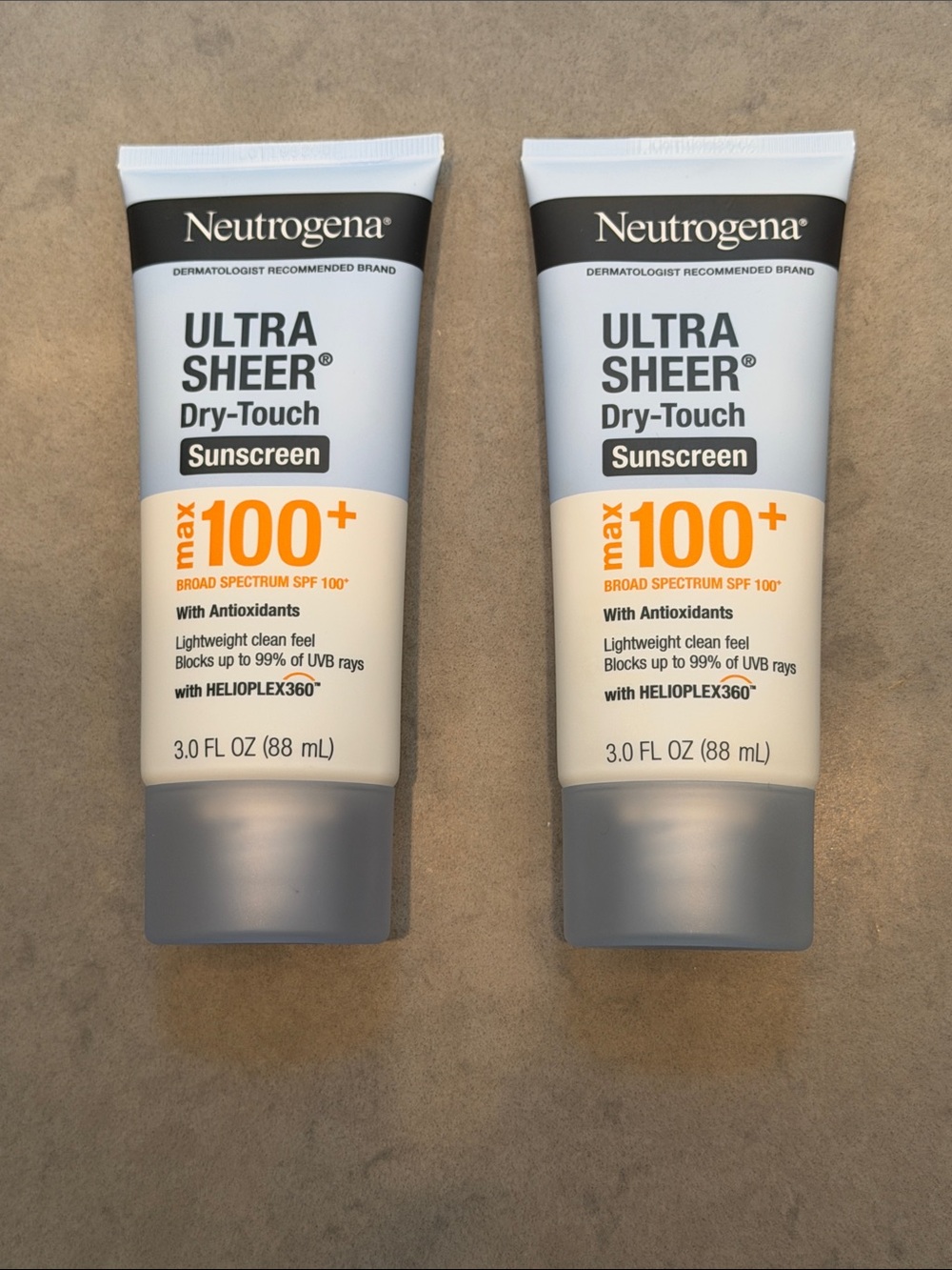 NWT Duo of Neutrogena Ultra Sheer Dry-Touch Sunscreen SPF 100+ with antioxidants